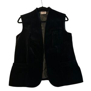 Vintage Tanjay Black Minimalist Academia Velvet Vest